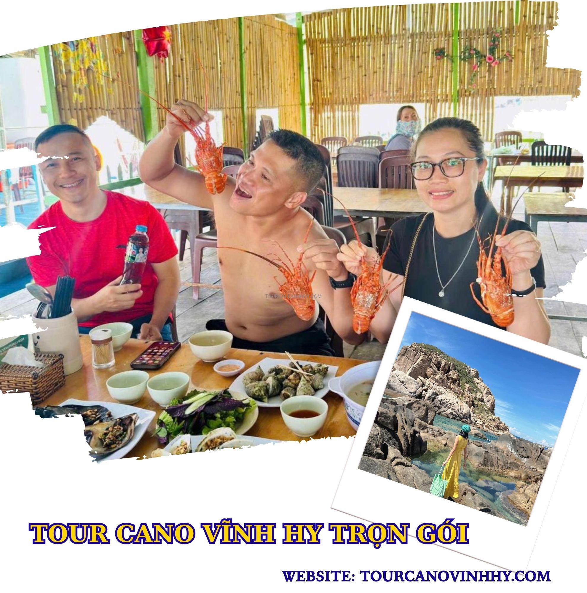 Bữa trưa hải sản tươi sống gồm tôm hùm nướng và các loại ốc biển tại Vĩnh Hy